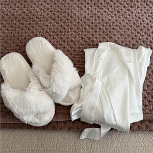 Amazon Women's White Robe and Slippers Set